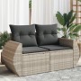 Gartensofa mit Kissen, 2-Sitzer, aus hellem grauem Kunststoffrattan. von , Outdoor-Sofas - Ref: Foro24-366197, Preis: 192,17 ...