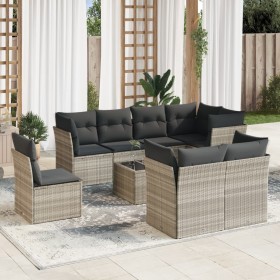 Gartenmöbel-Set 9-teilig mit Kissen aus hellem grauem Kunst-Rattan. von , Gartensets - Ref: Foro24-3217942, Preis: 664,12 €, ...