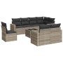 Gartenmöbel-Set 9-teilig mit Kissen aus hellem grauem Kunst-Rattan. von , Modulare Sofas für den Außenbereich - Ref: Foro24-3...