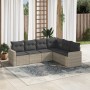 Garden sofa set 6 pieces and gray synthetic rattan cushions by , Garden sets - Ref: Foro24-3219002, Price: 435,75 €, Discount: %