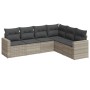 Garden sofa set 6 pieces and gray synthetic rattan cushions by , Garden sets - Ref: Foro24-3219002, Price: 433,99 €, Discount: %