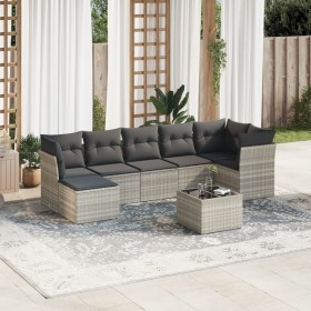 Garden sofa set 8 pieces and gray synthetic rattan cushions by , Garden sets - Ref: Foro24-3217982, Price: 545,99 €, Discount: %