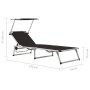 Folding sun loungers with awning 2 units aluminum and black textilene by vidaXL, Loungers - Ref: Foro24-312458, Price: 173,90...