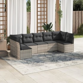 7-piece garden sofa set with light gray PE rattan cushions by , Garden sets - Ref: Foro24-3217432, Price: 492,93 €, Discount: %