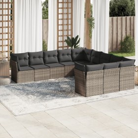 Gartensofagarnitur 11-teilig mit grauen Polstern aus synthetischem Rattan von , Gartensets - Ref: Foro24-3218412, Preis: 782,...