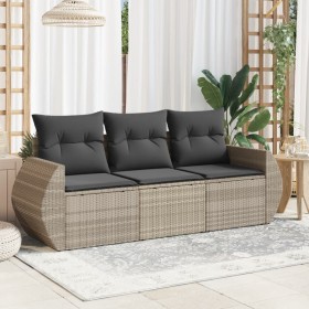 3-piece garden sofa set with gray synthetic rattan cushions by , Garden sets - Ref: Foro24-3253399, Price: 260,99 €, Discount: %