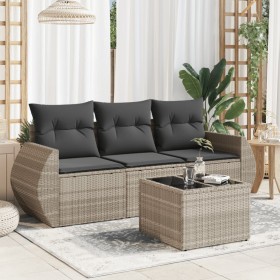 Garden sofa set 4 pieces with gray synthetic rattan cushions by , Garden sets - Ref: Foro24-3253409, Price: 313,46 €, Discoun...