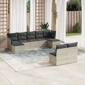 Gartenmöbel-Set 9-teilig mit Kissen aus hellem grauem Kunst-Rattan. von , Gartensets - Ref: Foro24-3218272, Preis: 589,44 €, ...