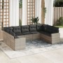 Set muebles jardín 9 pzas y cojines ratán sintético gris claro de , Conjuntos de jardín - Ref: Foro24-3219392, Precio: 651,89...