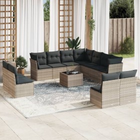 Garden sofa set 12 pieces and gray synthetic rattan cushions by , Garden sets - Ref: Foro24-3217832, Price: 817,75 €, Discoun...