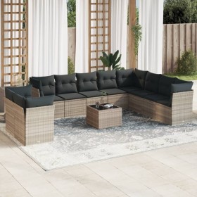 Garden sofa set 11 pieces and gray synthetic rattan cushions by , Garden sets - Ref: Foro24-3217872, Price: 797,64 €, Discoun...