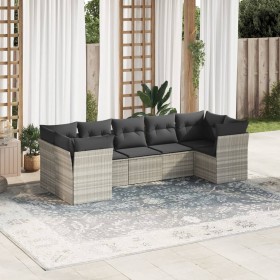 Gartensofa-Set, 7-teilig, mit Kissen, aus hellem grauem PE-Rattan. von , Gartensets - Ref: Foro24-3218122, Preis: 529,99 €, R...