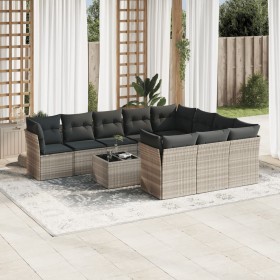 Garden sofa set 11 pieces and gray synthetic rattan cushions by , Garden sets - Ref: Foro24-3218232, Price: 769,99 €, Discoun...