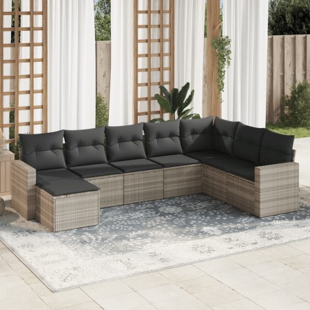 Gartensofagarnitur 8-teilig mit grauen Polstern aus synthetischem Rattan von , Modulare Sofas für den Außenbereich - Ref: For...