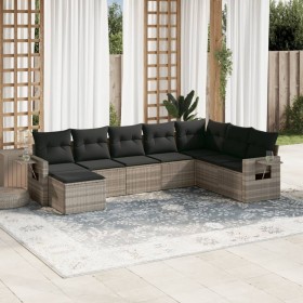 Garden sofa set 8 pieces and gray synthetic rattan cushions by , Garden sets - Ref: Foro24-3252899, Price: 599,51 €, Discount: %