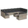 Set of garden sofas with 13 pieces of gray synthetic rattan cushions by , Garden sets - Ref: Foro24-3218382, Price: 854,53 €,...