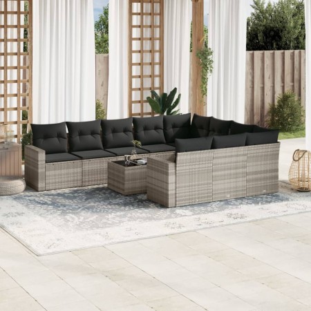 Set de sofás de jardín 11 pzas y cojines ratán sintético gris de , Sofás modulares de exterior - Ref: Foro24-3251839, Precio:...