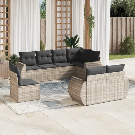 Garden sofa set 8 pieces and gray synthetic rattan cushions by , Garden sets - Ref: Foro24-3253979, Price: 672,60 €, Discount: %