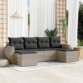 Gartensofagarnitur 6-teilig mit grauen Polstern aus synthetischem Rattan von , Gartensets - Ref: Foro24-3254059, Preis: 442,5...