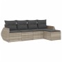 Gartensofa-Set und Kissen, 5-teilig, aus hellem grauem Kunst-Rattan. von , Gartensets - Ref: Foro24-3253629, Preis: 386,67 €,...