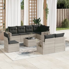 Garden furniture set 9 pieces and light gray synthetic rattan cushions by , Garden sets - Ref: Foro24-3252789, Price: 701,99 ...