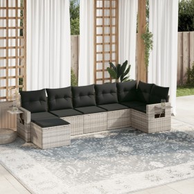 7-piece garden sofa set with light gray PE rattan cushions by , Garden sets - Ref: Foro24-3252819, Price: 528,65 €, Discount: %