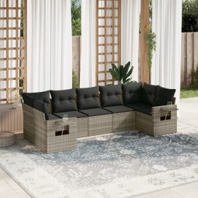 7-piece garden sofa set with light gray PE rattan cushions by , Garden sets - Ref: Foro24-3252929, Price: 560,99 €, Discount: %