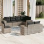 Garden sofa set 8 pieces and gray synthetic rattan cushions by , Garden sets - Ref: Foro24-3255179, Price: 679,79 €, Discount: %