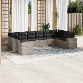 Gartensofa-Set, 10-teilig, mit Kissen, aus hellem grauen Kunststoff-Rattan. von , Gartensets - Ref: Foro24-3255409, Preis: 78...