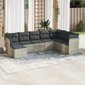 Garden sofa set 8 pieces and gray synthetic rattan cushions by , Garden sets - Ref: Foro24-3218052, Price: 558,71 €, Discount: %