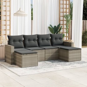 Gartensofagarnitur 6-teilig mit grauen Polstern aus synthetischem Rattan von , Modulare Sofas für den Außenbereich - Ref: For...