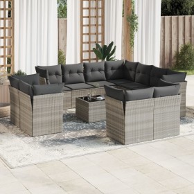 Garden sofa set 12 pieces and gray synthetic rattan cushions by , Garden sets - Ref: Foro24-3218522, Price: 959,99 €, Discoun...