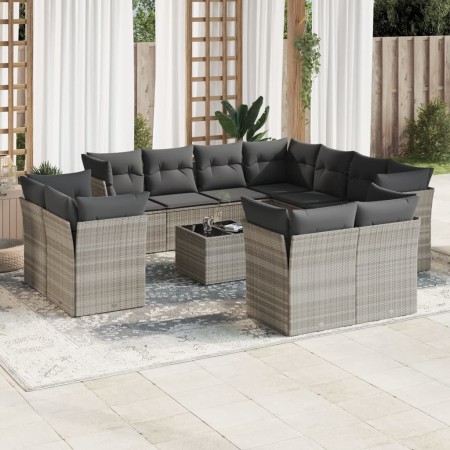 Garden sofa set 12 pieces and gray synthetic rattan cushions by , Garden sets - Ref: Foro24-3218522, Price: 961,51 €, Discoun...