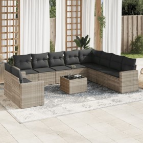 Garden sofa set 11 pieces and gray synthetic rattan cushions by , Garden sets - Ref: Foro24-3219172, Price: 781,99 €, Discoun...