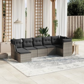 7-piece garden sofa set with light gray PE rattan cushions by , Garden sets - Ref: Foro24-3263198, Price: 500,69 €, Discount: %