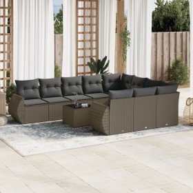 Gartensofagarnitur 11-teilig mit grauen Polstern aus synthetischem Rattan von , Gartensets - Ref: Foro24-3254239, Preis: 832,...