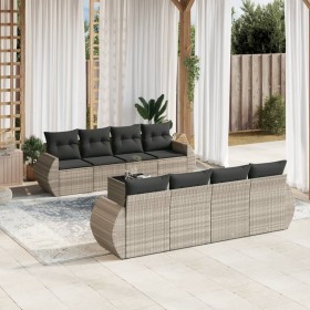 Set muebles jardín 9 pzas y cojines ratán sintético gris claro de , Conjuntos de jardín - Ref: Foro24-3253489, Precio: 707,72...