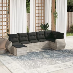 7-piece garden sofa set with light gray PE rattan cushions by , Garden sets - Ref: Foro24-3254019, Price: 541,60 €, Discount: %