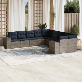 Gartensofa-Set, 10-teilig, mit Kissen, aus hellem grauen Kunststoff-Rattan. von , Gartensets - Ref: Foro24-3255449, Preis: 78...