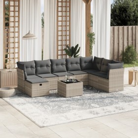 Garden furniture set 9 pieces and light gray synthetic rattan cushions by , Garden sets - Ref: Foro24-3263288, Price: 619,57 ...