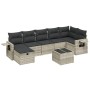 Garden sofa set 8 pieces and gray synthetic rattan cushions by , Garden sets - Ref: Foro24-3263828, Price: 549,36 €, Discount: %