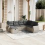 7-piece garden sofa set with light gray PE rattan cushions by , Garden sets - Ref: Foro24-3264148, Price: 512,28 €, Discount: %