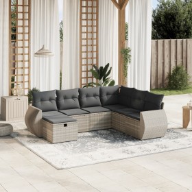 7-piece garden sofa set with light gray PE rattan cushions by , Garden sets - Ref: Foro24-3264148, Price: 514,61 €, Discount: %