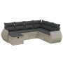 7-piece garden sofa set with light gray PE rattan cushions by , Garden sets - Ref: Foro24-3264148, Price: 512,28 €, Discount: %