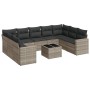 Gartensofa-Set, 10-teilig, mit Kissen, aus hellem grauen Kunststoff-Rattan. von , Gartensets - Ref: Foro24-3219402, Preis: 70...