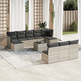 Garden sofa set 11 pieces and gray synthetic rattan cushions by , Garden sets - Ref: Foro24-3218302, Price: 700,08 €, Discoun...