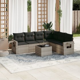 7-piece garden sofa set with light gray PE rattan cushions by , Garden sets - Ref: Foro24-3220221, Price: 495,81 €, Discount: %