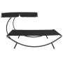 Garden lounger with black awning by vidaXL, Loungers - Ref: Foro24-313525, Price: 111,67 €, Discount: %