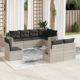 Garden sofa set 8 pieces and gray synthetic rattan cushions by , Garden sets - Ref: Foro24-3220441, Price: 608,30 €, Discount: %