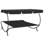 Garden lounger with black awning by vidaXL, Loungers - Ref: Foro24-313525, Price: 111,67 €, Discount: %